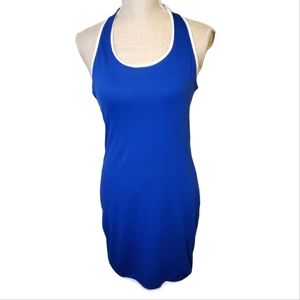 CAPELLA | Women's royal blue and white trim haltertop dress. Size large. NWT.
